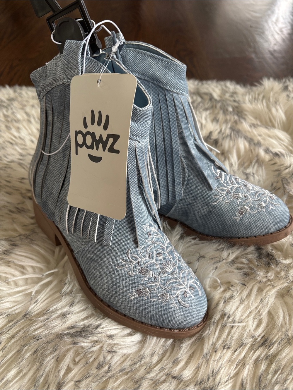 NWT PAWZ Girls Western Cowgirl Boots Size 13